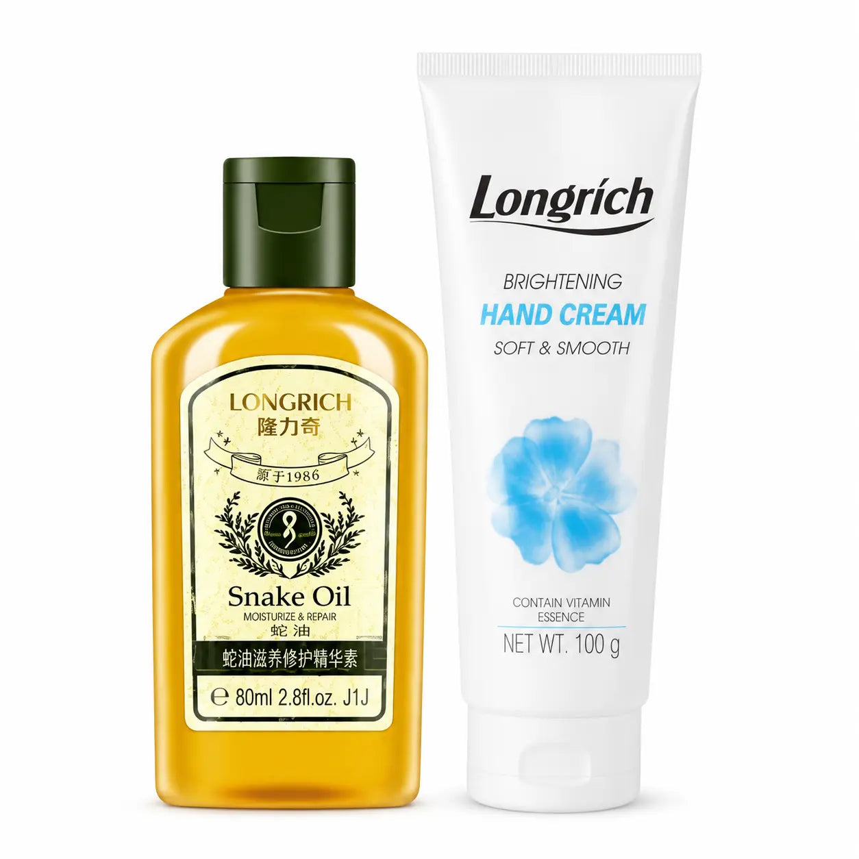 Pack Mains Douces Longrich – Snake Oil Gel 80 ml + Hand Cream 100 g